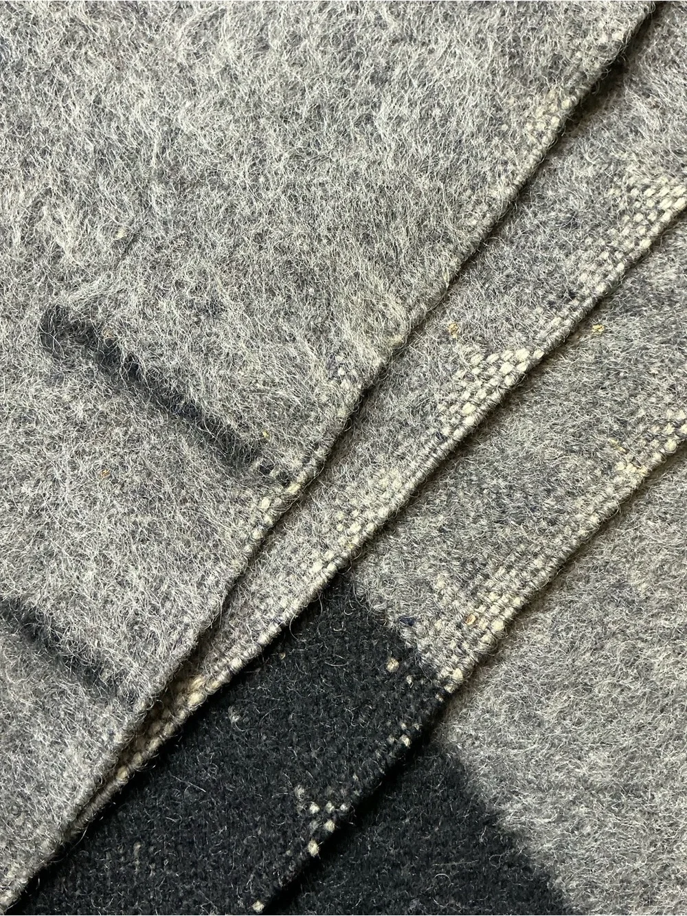 Vintage hudson’s Bay style four point gray/black reversible wool blanket 62 x 83